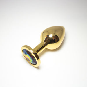 Gold Rainbow Crystal Rhinestone Butt Plug Plug Restrained Grace