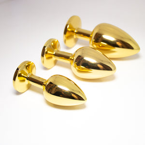 Gold Rainbow Crystal Rhinestone Butt Plug Plug Restrained Grace