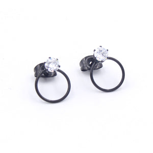 Rhinestone Ring of O Earrings Earrings Restrained Grace Black