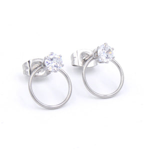 Rhinestone Ring of O Earrings Earrings Restrained Grace Silver