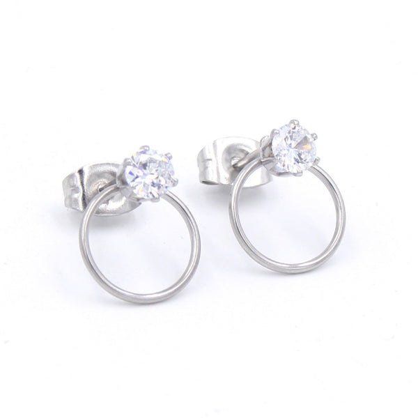 Rhinestone Ring of O Earrings Earrings Restrained Grace Silver  