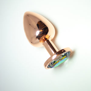 Rose Gold Rainbow Crystal Rhinestone Butt Plug Plug Restrained Grace