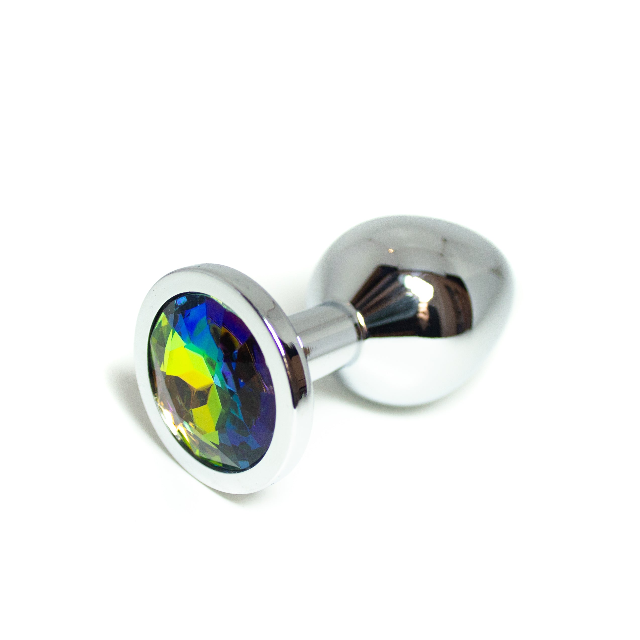 Silver Rainbow Crystal Rhinestone Butt Plug Plug Restrained Grace