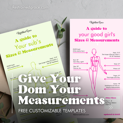 Give Your Dom Your Measurements: Free Customizable Charts