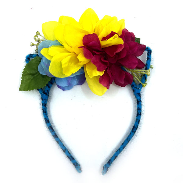 Floral Cat Ears Headband - Pansexual #3