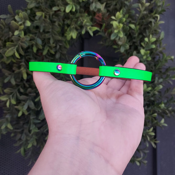 Sample Sale - Sleek Ring of O Collar - neon green & rainbow 12.5" Sample Sale Restrained Grace   
