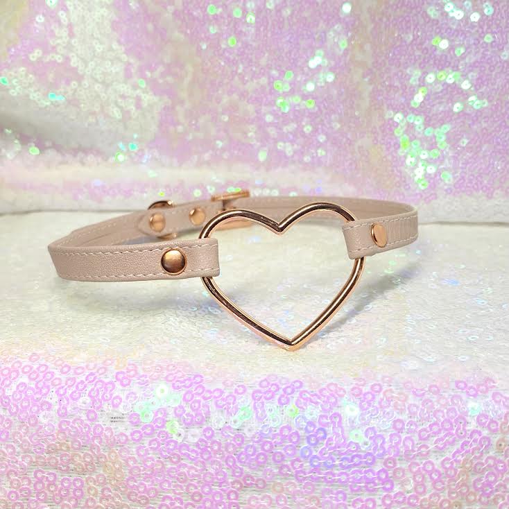 Blush Pink & Rose Gold Heart Ring Mini Collar - Limited Edition Collar Restrained Grace   