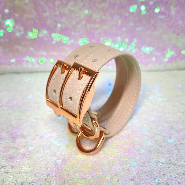 Blush Pink and Rose Gold Petite Bondage Cuffs  - Limited Edition Cuffs Restrained Grace   