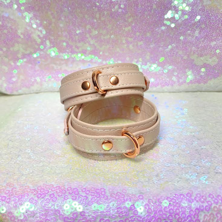 Blush Pink and Rose Gold Deluxe Bondage Cuffs - Limited Edition Cuffs Restrained Grace   