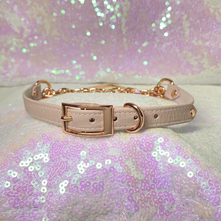Blush Pink Petite Heart Martingale Bondage Collar - Limited Edition Collar Restrained Grace   