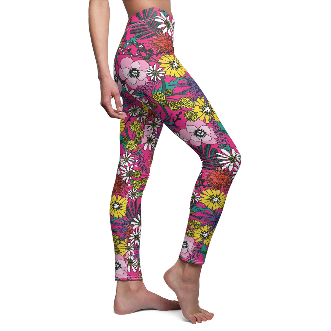 Vivid Vintage Floral Soft Touch Leggings Leggings Restrained Grace 2XL White stitching 