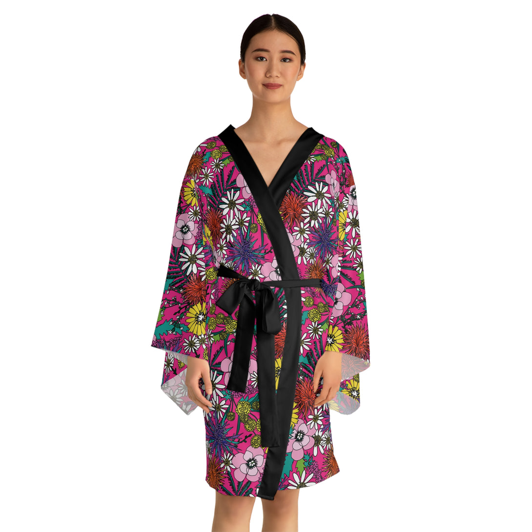 Vivid Vintage Floral Kimono Robe Restrained Grace   