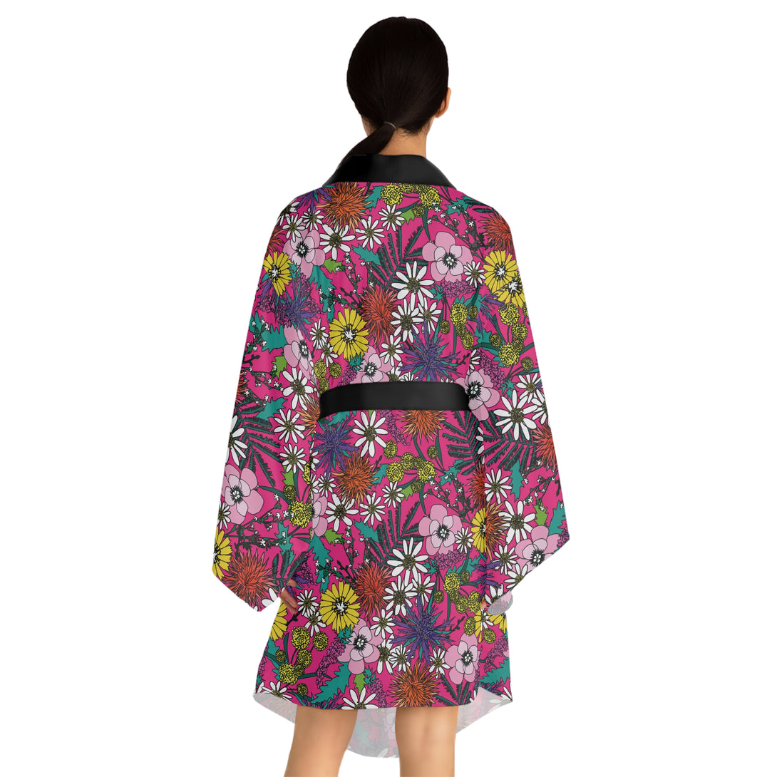 Vivid Vintage Floral Kimono Robe Restrained Grace   