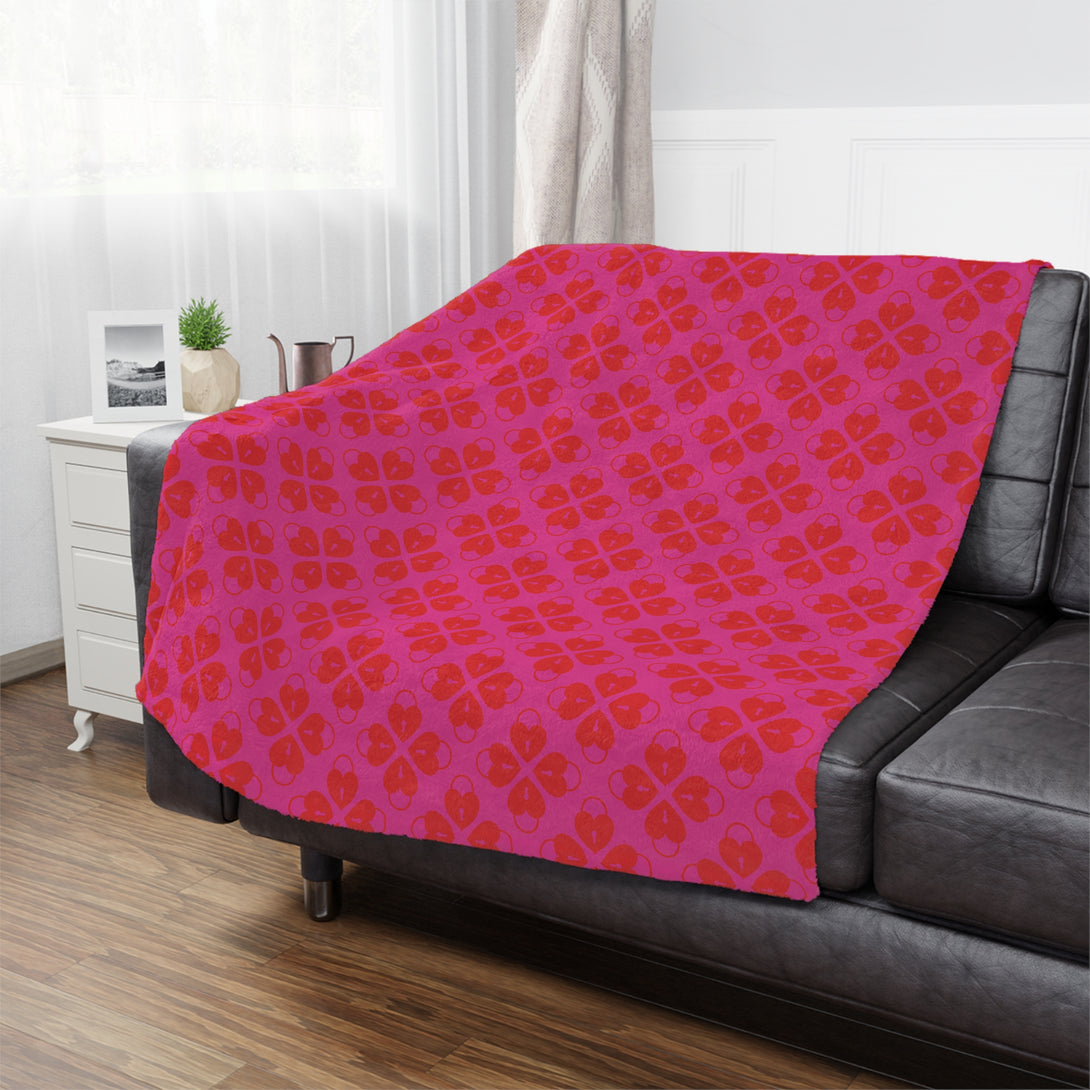 Signature Heart Lock Microfiber Blanket - Red & Pink Blanket Restrained Grace   