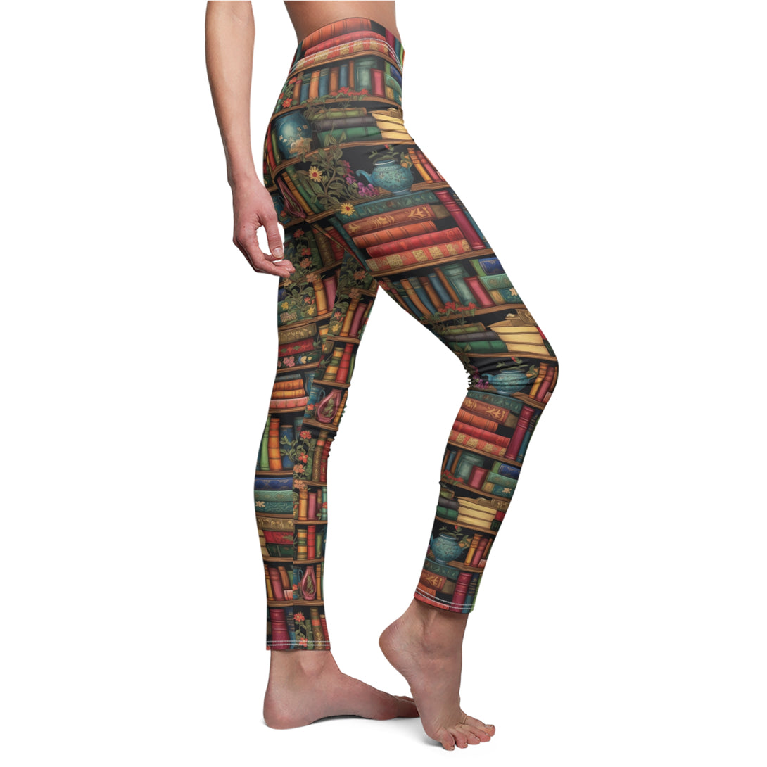 Beautiful Bookshelf Soft Touch Leggings Leggings Restrained Grace XS White stitching 