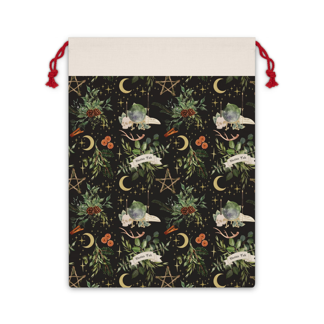 Blessed Yule Linen Gift Bag - 20" x 26" Gift Wrap Restrained Grace   