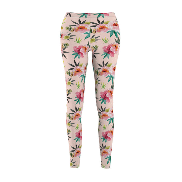 Blush Canna Floral Soft Touch Leggings All Over Prints Printify   