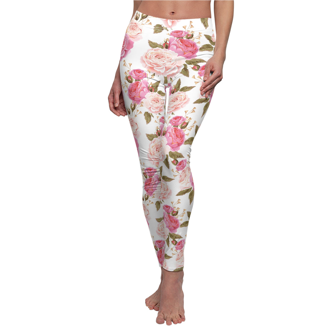 Cabbage Rose Floral Soft Touch Leggings Leggings Restrained Grace   