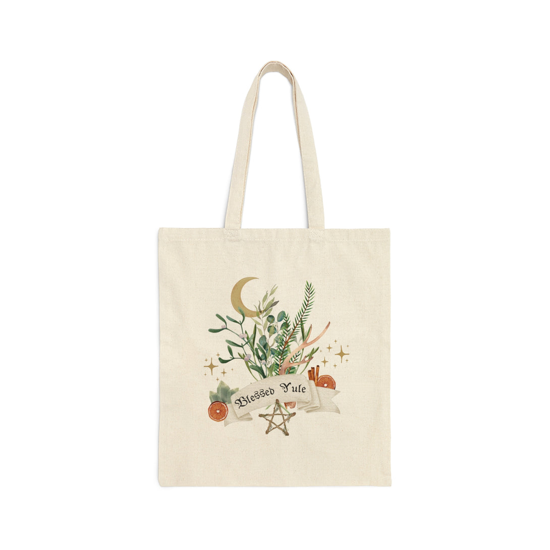 Blessed Yule Cotton Canvas Tote Bag Bags Restrained Grace   