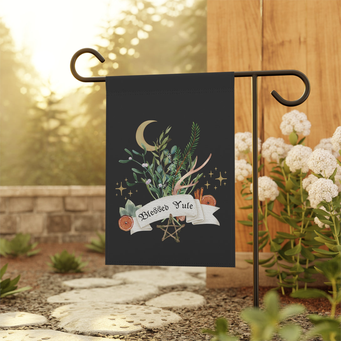 Blessed Yule Garden & House Banner Holiday Decor Restrained Grace 12'' × 18''  