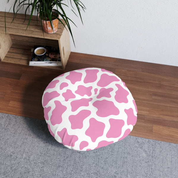 Pink Cow Tufted BDSM Kneeling Cushion Cushion Restrained Grace 26" × 26"  