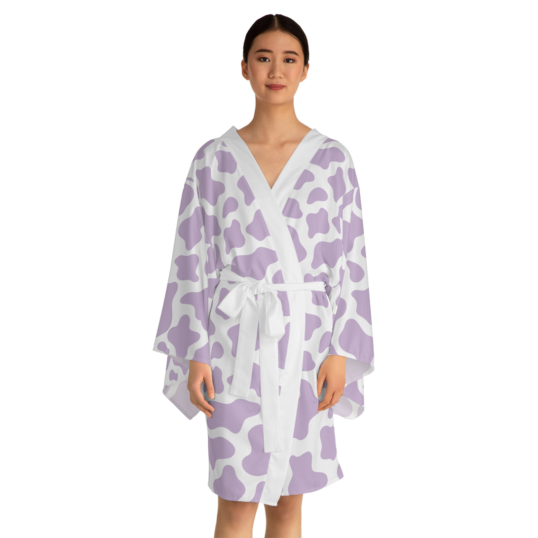 Lavender Cow Kimono Robe Restrained Grace   