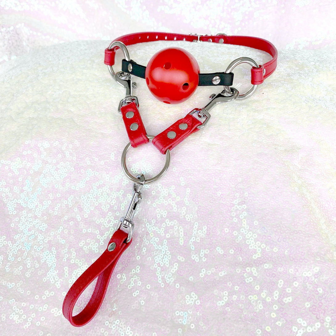 Cherry Red & Silver Finger Leash Leash Restrained Grace   
