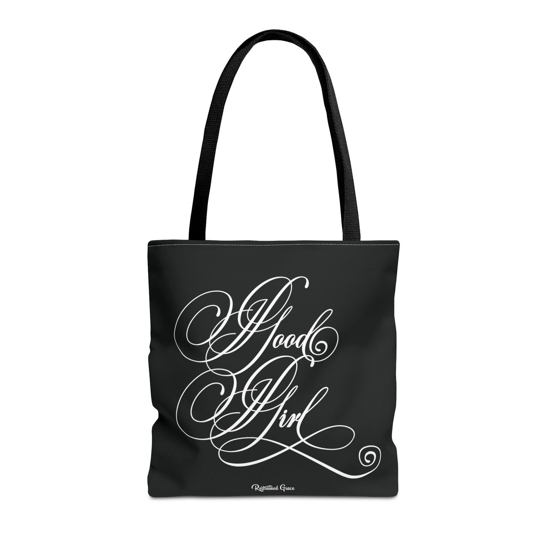 Good Girl Calligraphy Tote Bag - 16" Bags Restrained Grace   