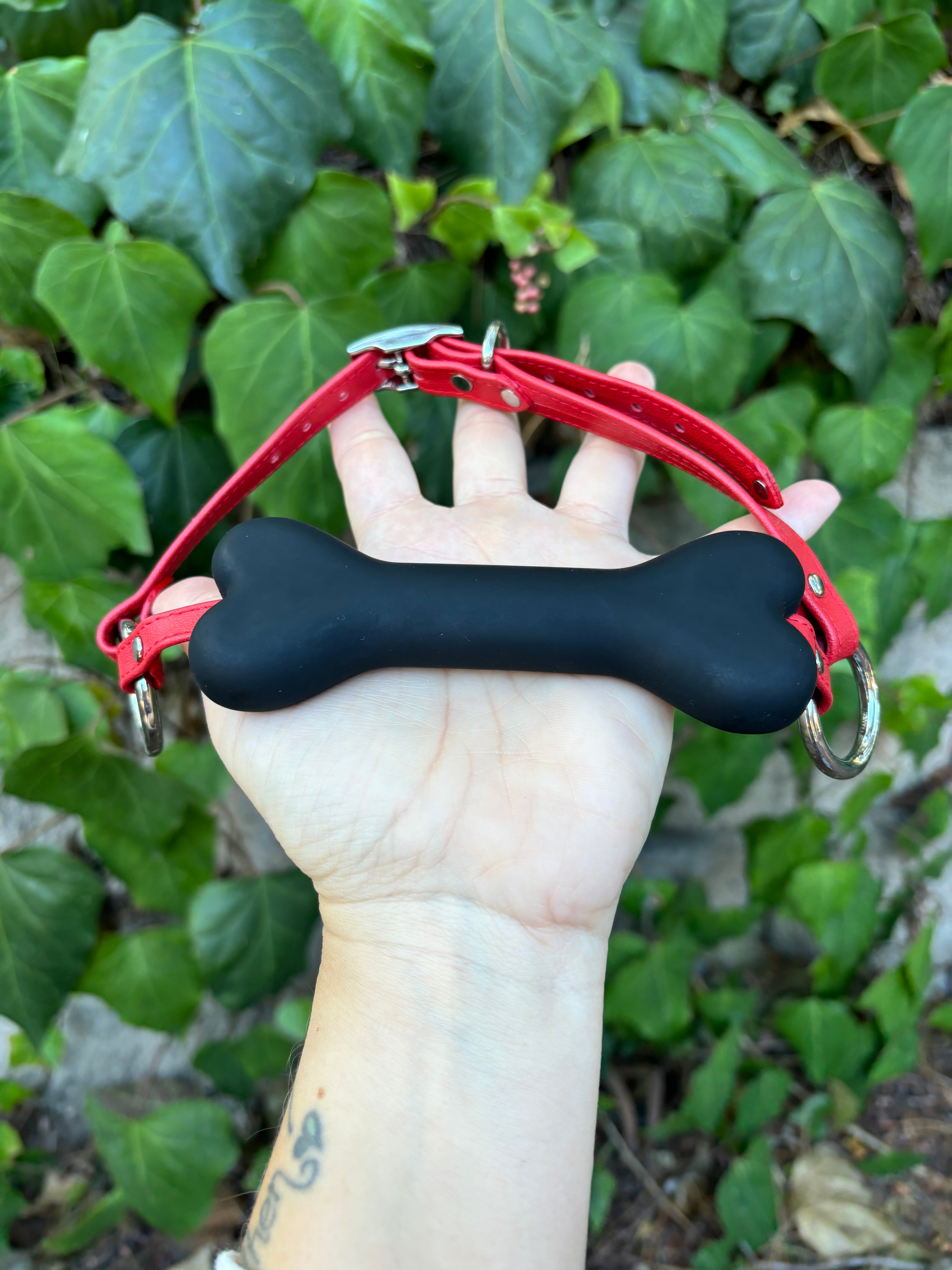 Sample Sale - Bone Gag - Red and Silver Gag Restrained Grace