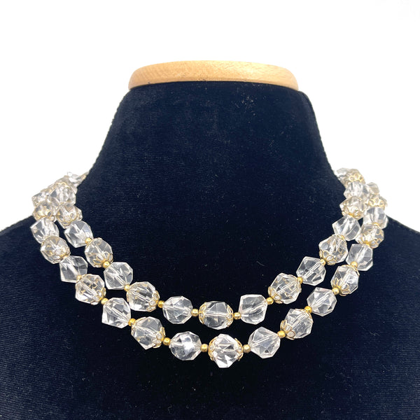 True Vintage Day Collar - 18"+ Double Layered 1960s Lucite Crystals -  #723-4