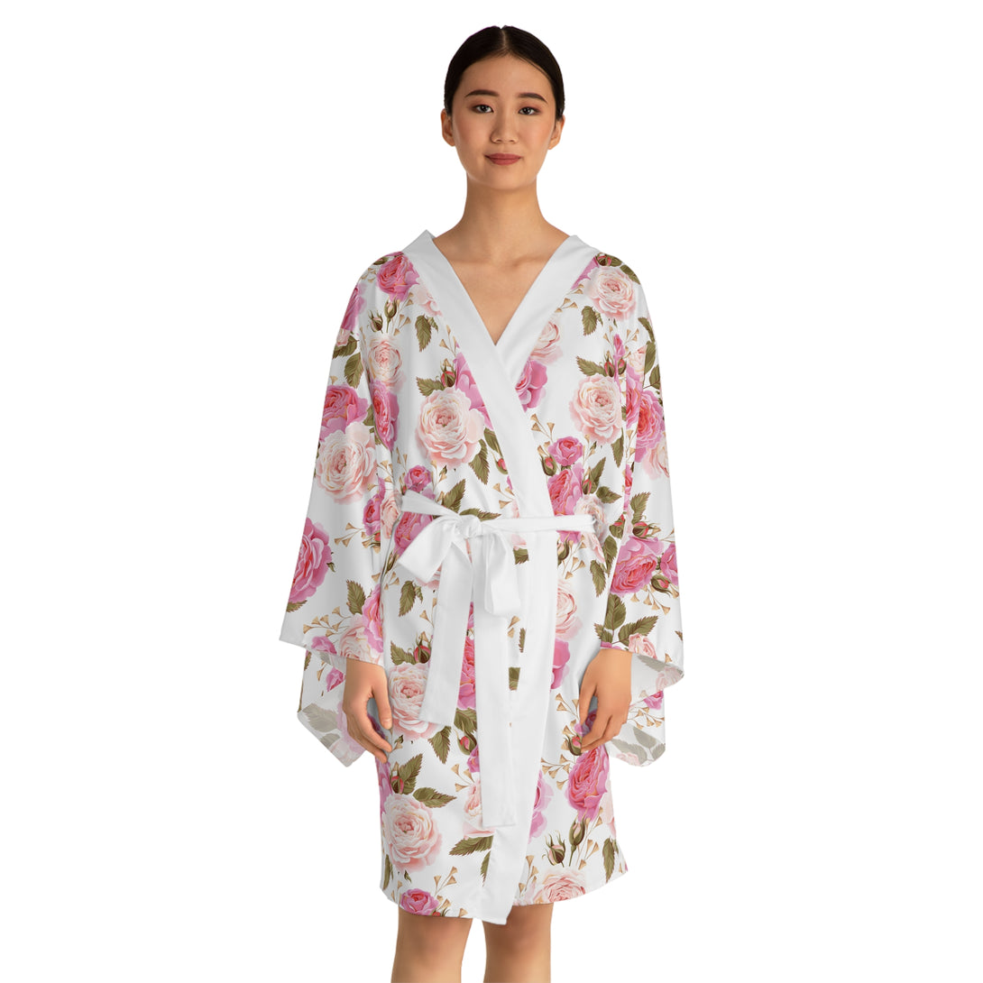 Cabbage Rose Floral Cottagecore Kimono Robe Restrained Grace   