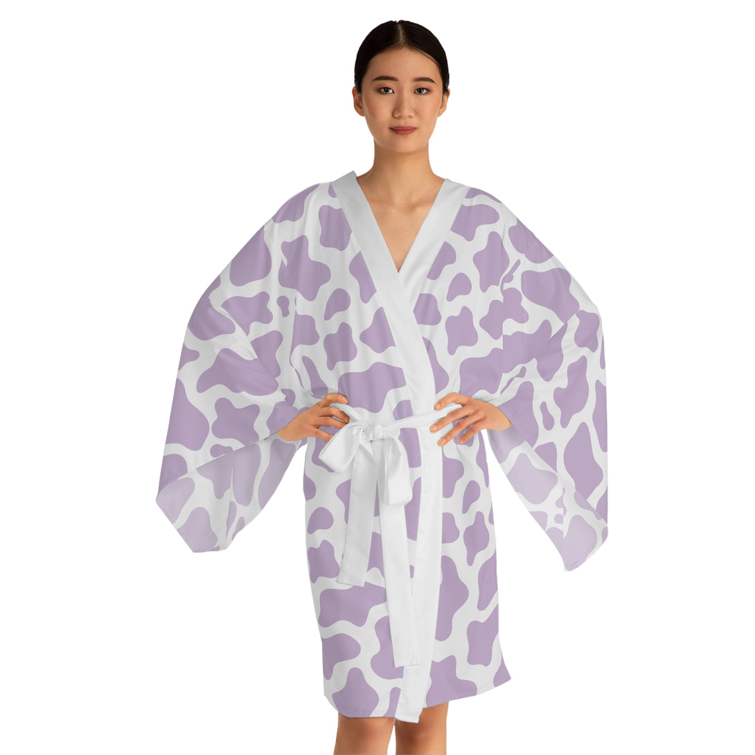 Lavender Cow Kimono Robe Restrained Grace 2XL White 
