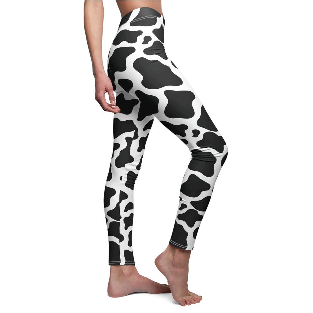 Cow Print Soft Touch Leggings Leggings Restrained Grace S White stitching 