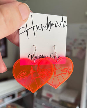 Neon Shibari Heart Earrings Earrings Restrained Grace