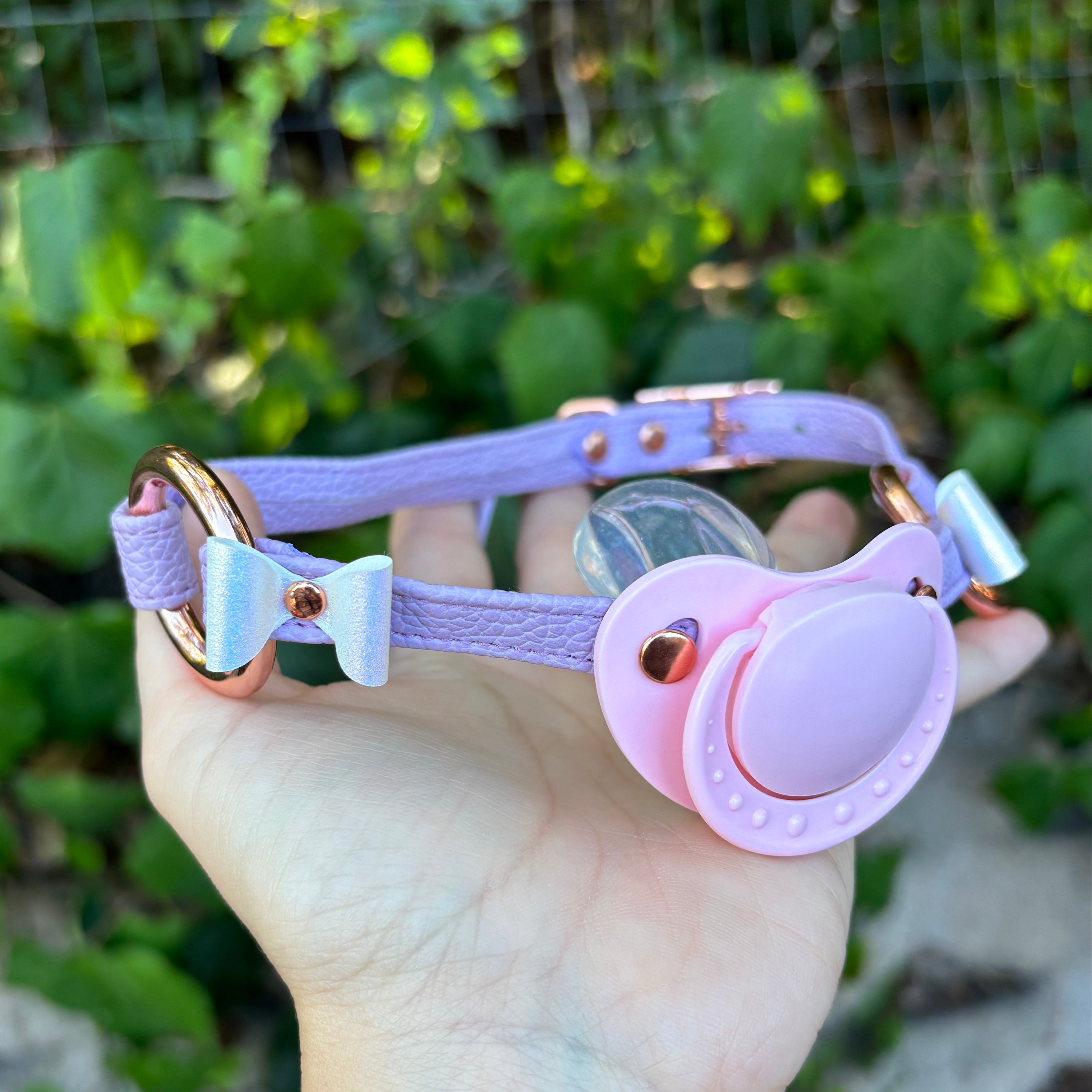 Sample Sale - Pacifier Gag - Vegan Lavender and Rose Gold Gag Restrained Grace