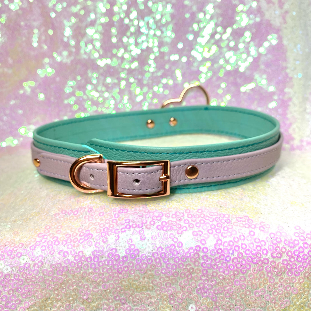 Sample Sale - Deluxe Collar - Aqua, Lavender and Rose Gold - 17"-19" Sample Sale Restrained Grace   