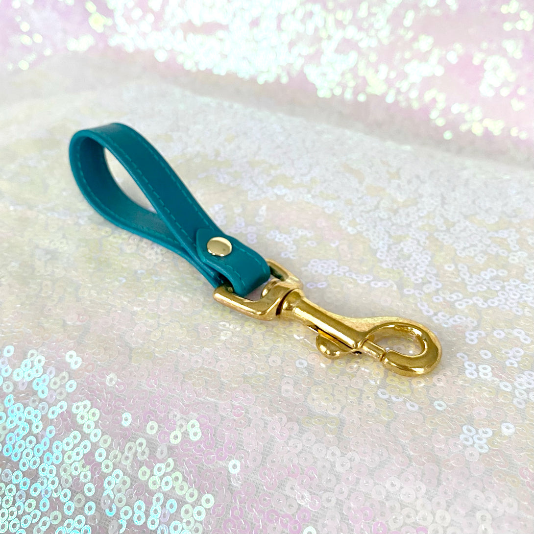 Teal Leather and Brass Finger Leash Leash Restrained Grace   