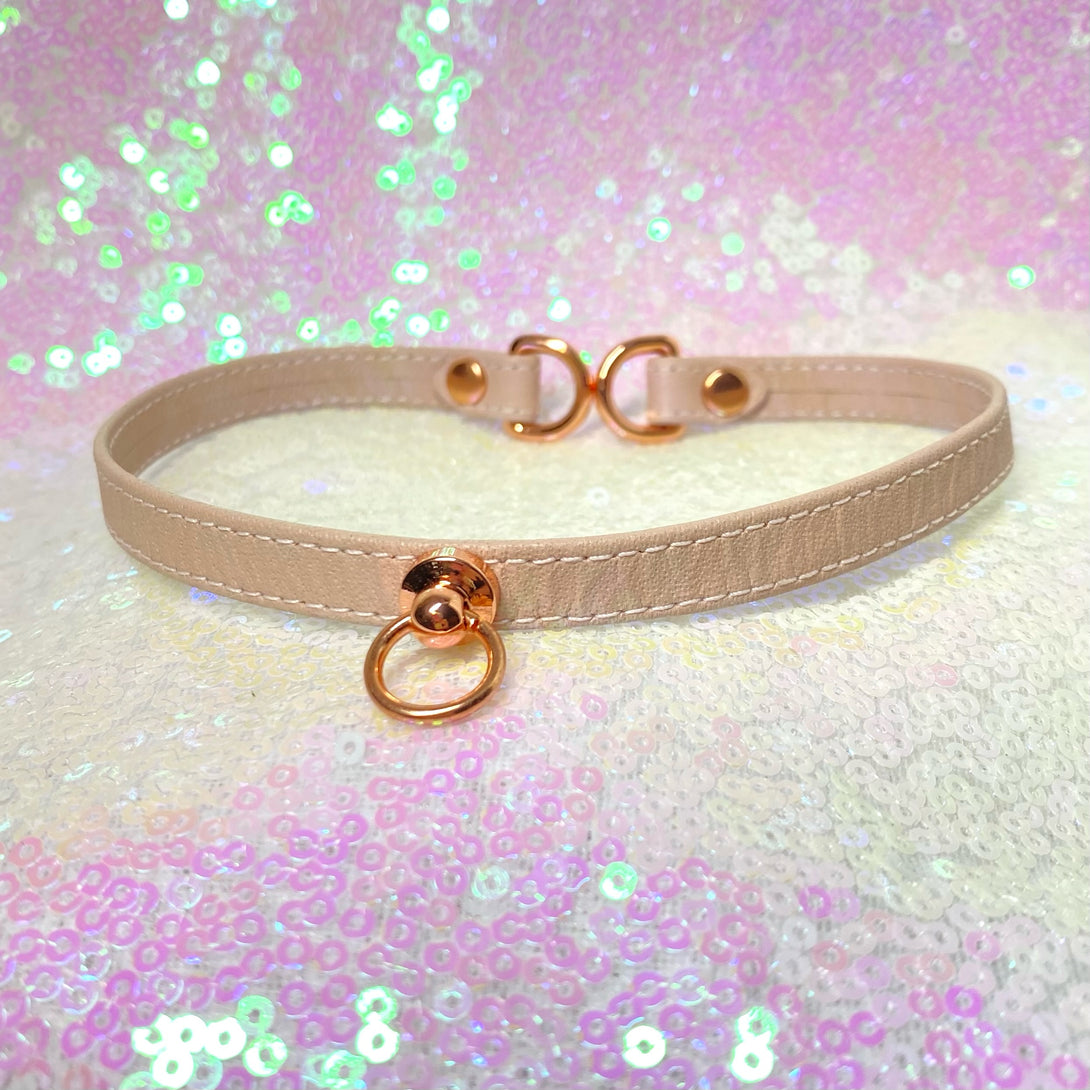 Sample Sale - Locking Mini Collar - Blush Pink and Rose Gold - 12" Sample Sale Restrained Grace   
