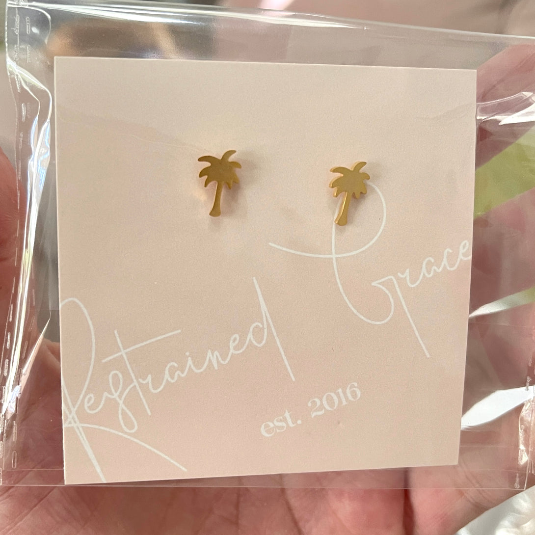 Invasive Palm Tree Stud Earrings - Sample Sale Sample Sale Restrained Grace   