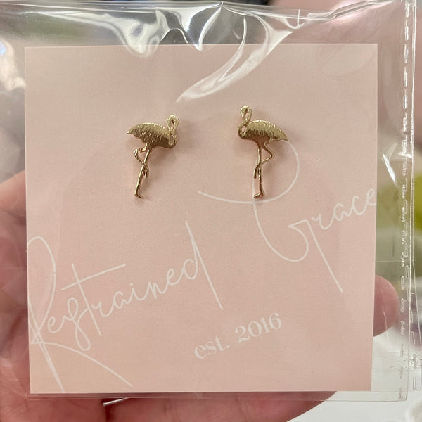 Swinging Flamingos Stud Earrings - Sample Sale Sample Sale Restrained Grace   