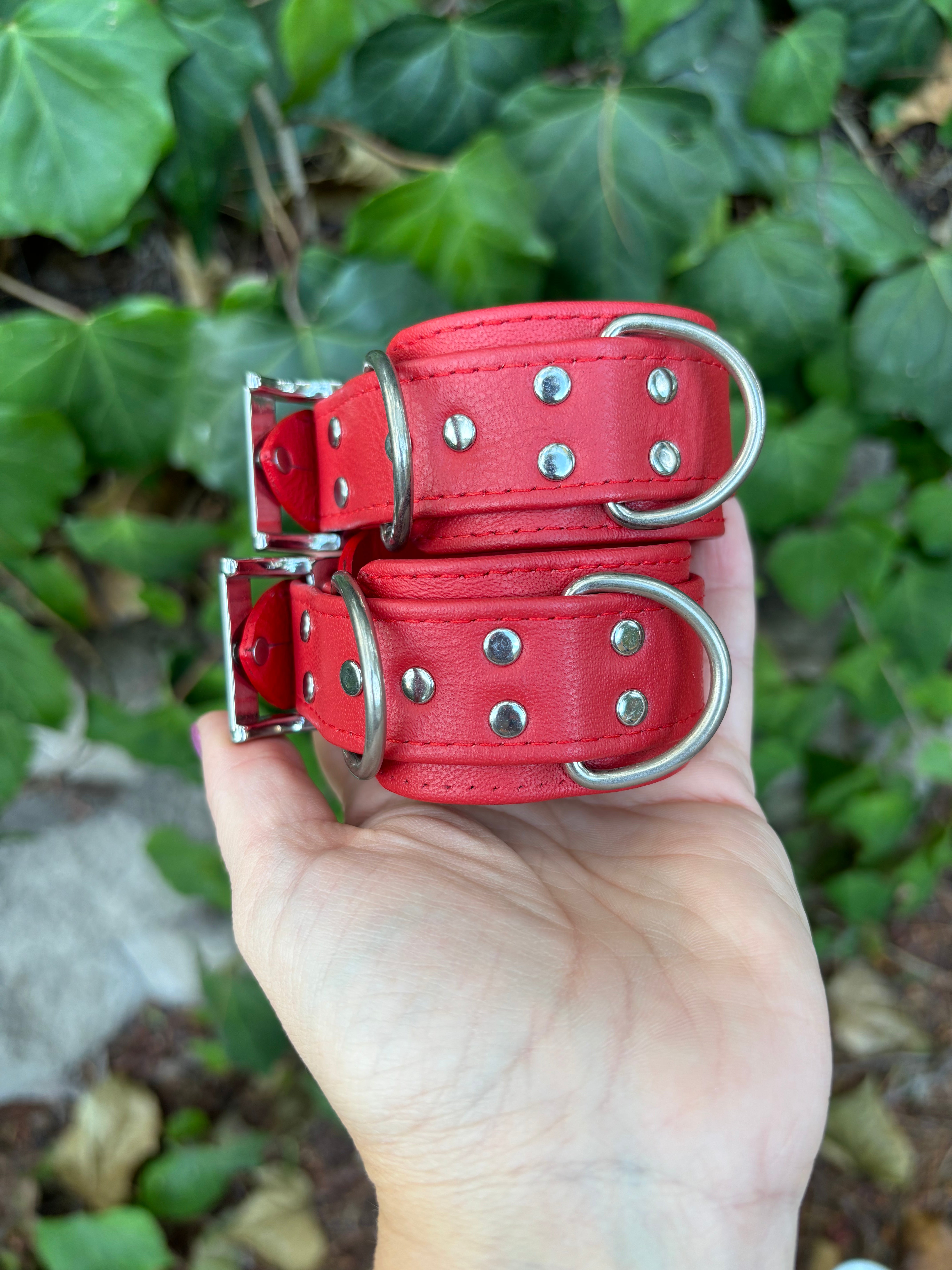 Sample Sale - Bold Cuffs - Red and Silver - 6”-8” Cuffs Restrained Grace