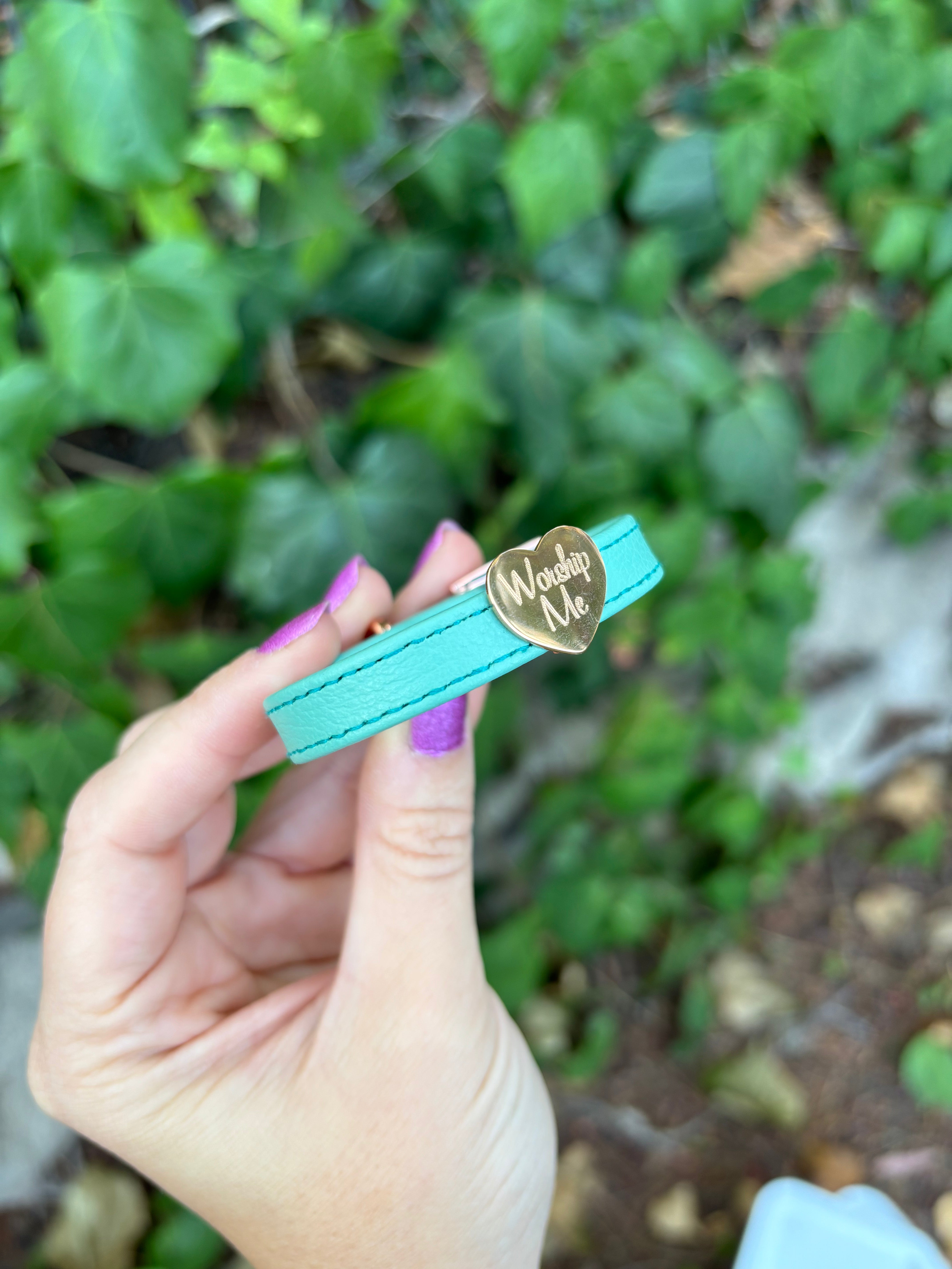 Sample Sale - Aqua and Rose Gold - Worship Me Mini Cuff - 6”-7.5” Cuffs Restrained Grace
