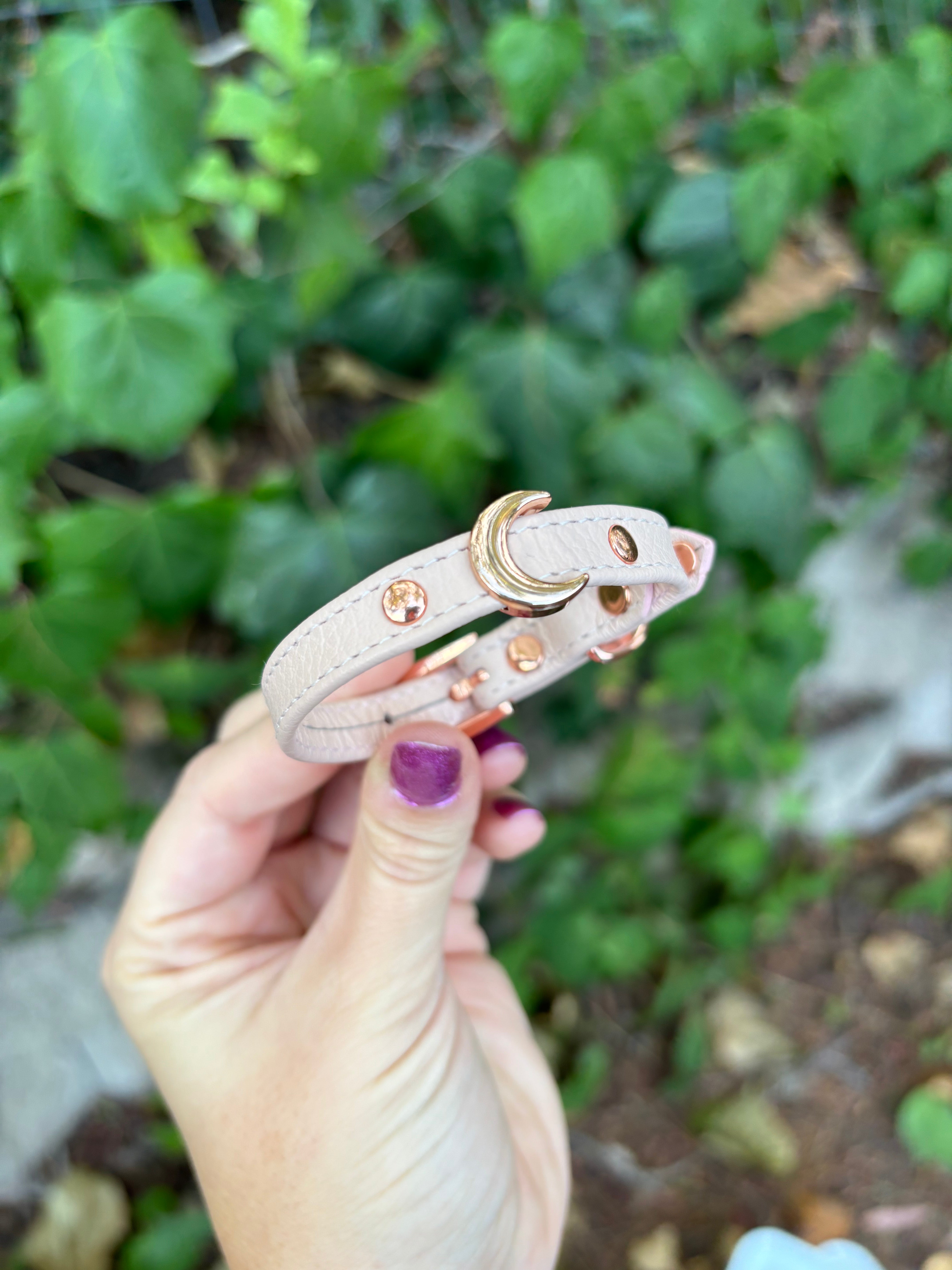 Sample Sale - Blush Pink and Rose Gold Crescent Moon Mini Cuff - 6”-7.5” Cuffs Restrained Grace