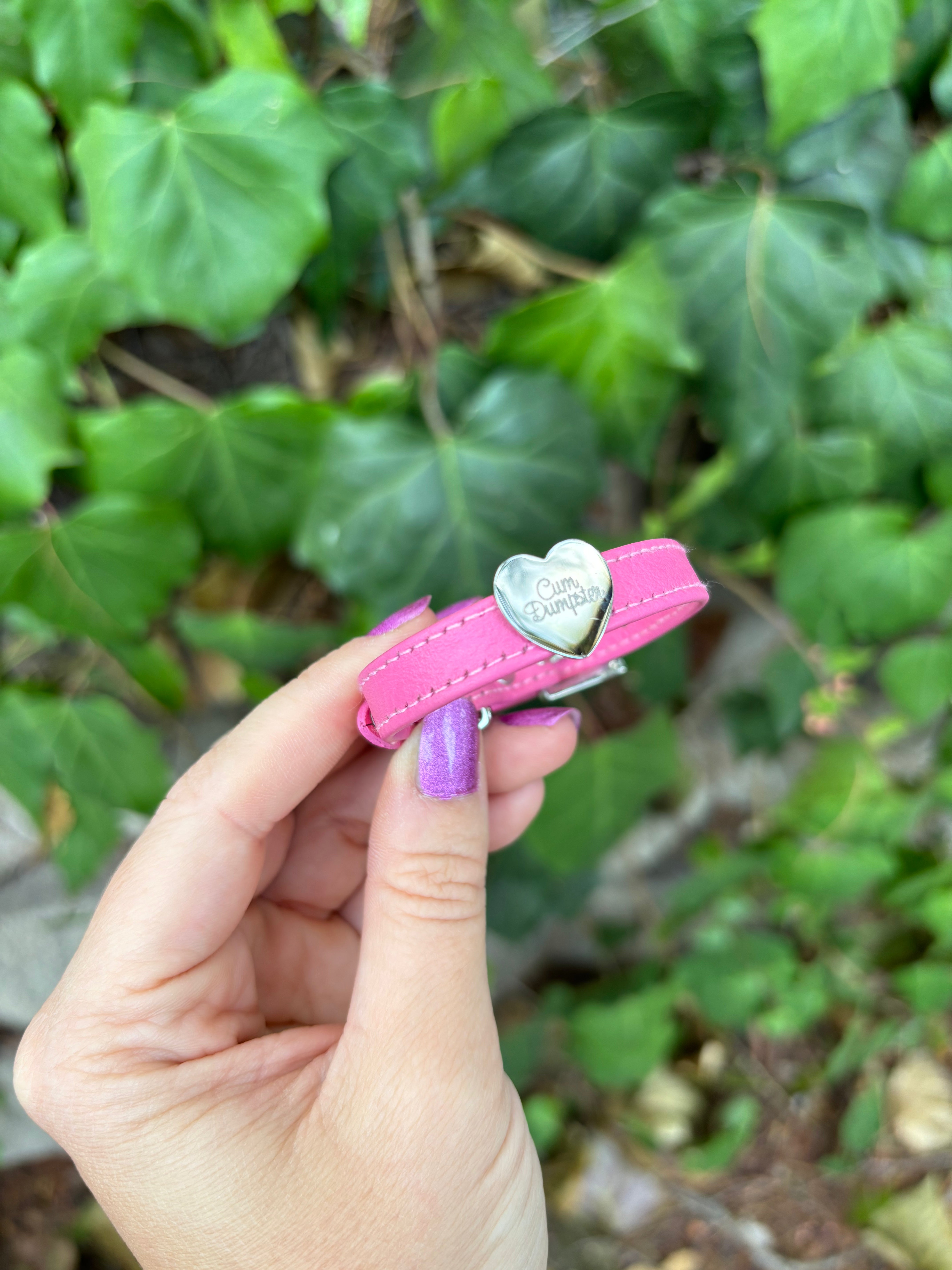 Sample Sale - Flamingo Pink and Silver - Cum Dumpster Mini Cuff - 6”-7.5” Cuffs Restrained Grace