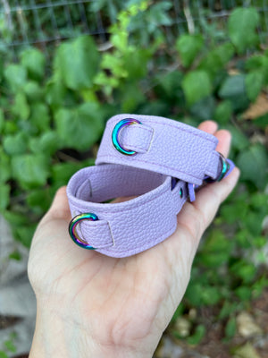 Sample Sale - Layered Cuffs - Vegan Lavender and Iridescent - 6”-8” Cuffs Restrained Grace