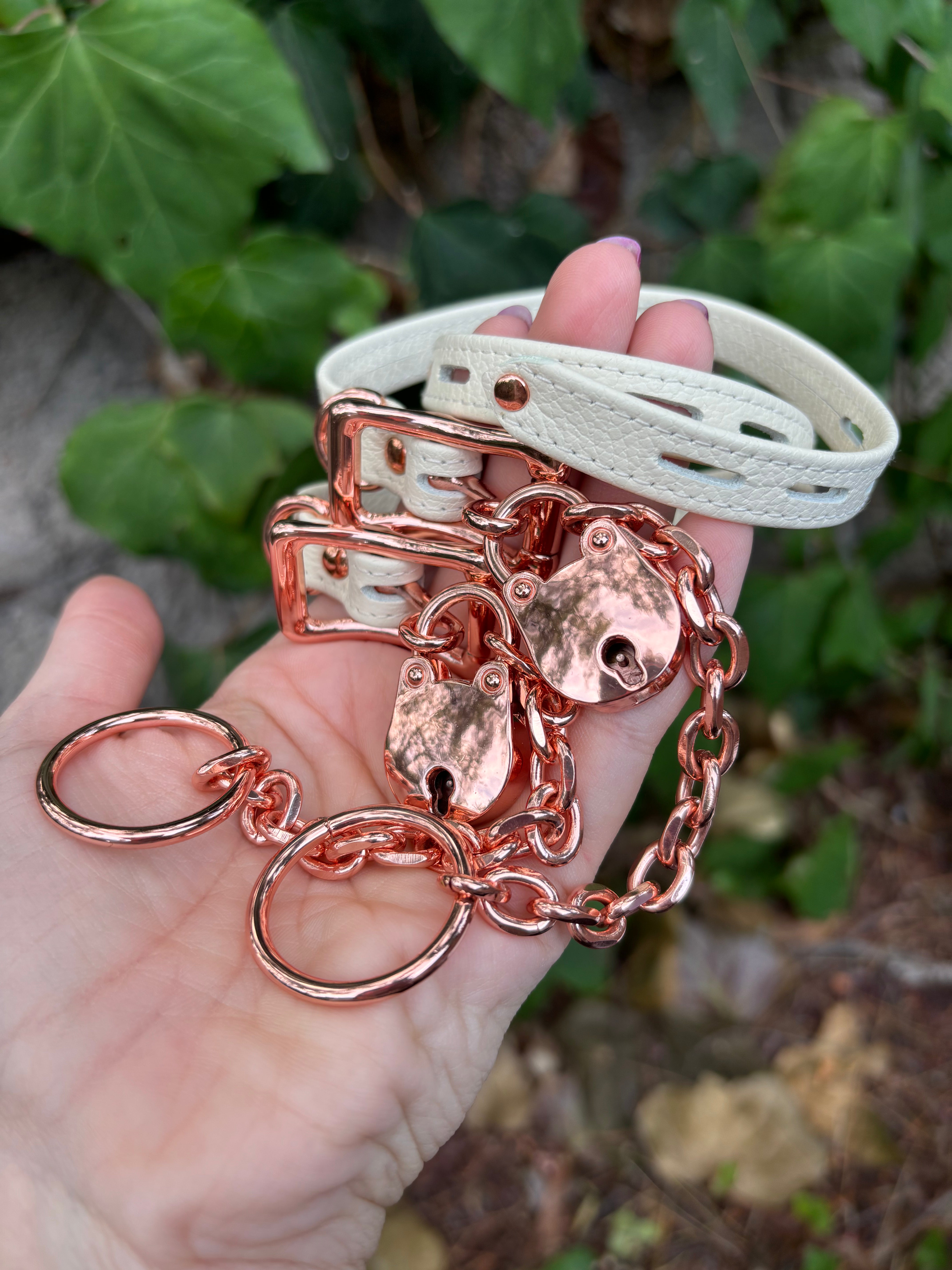 Sample Sale - Heel Locks - 8”-10.5” Cuffs Restrained Grace Cream and Rose Gold