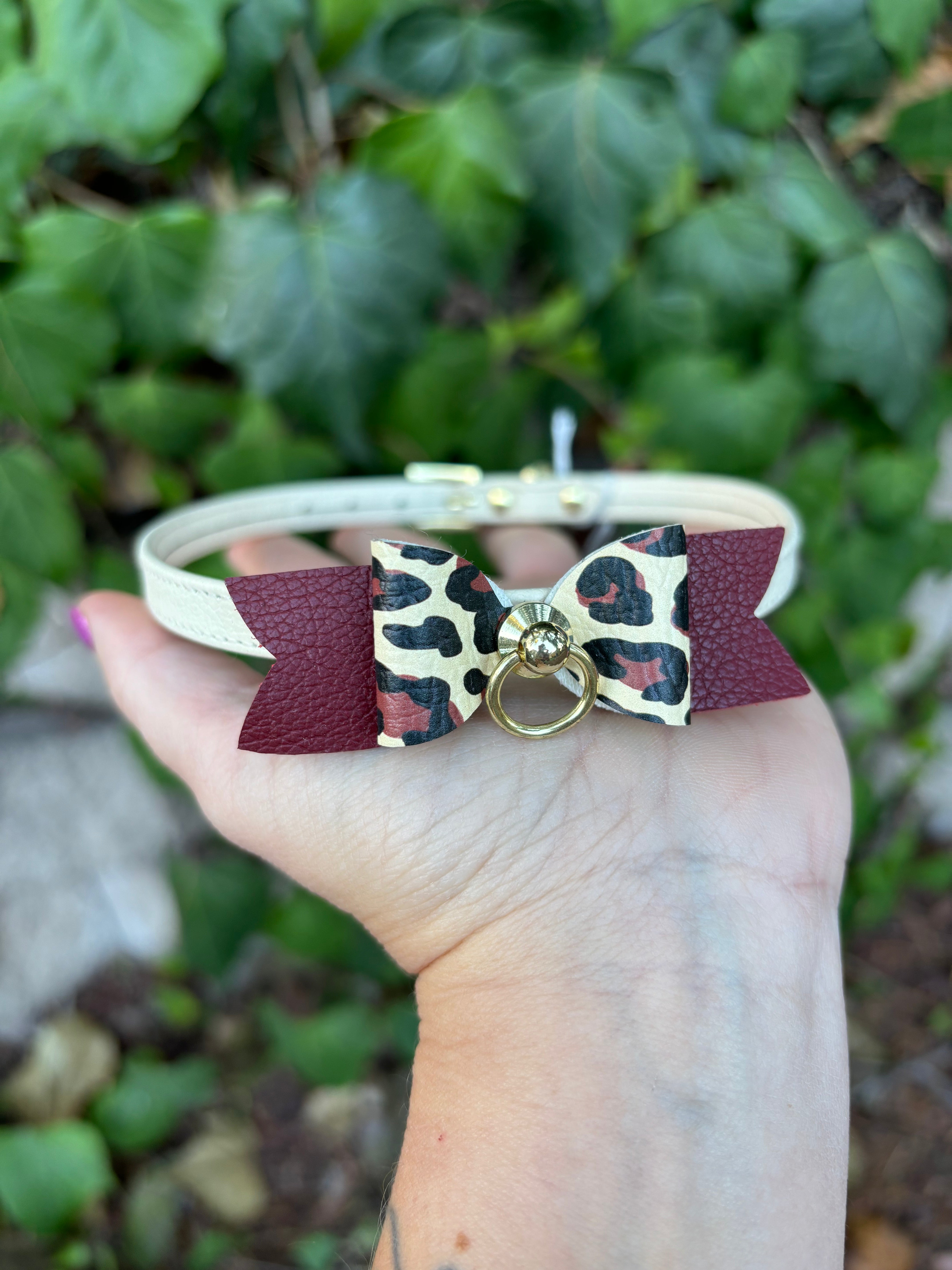 Sample Sale - Cream and Leopard Print Mini Collar Collar Restrained Grace