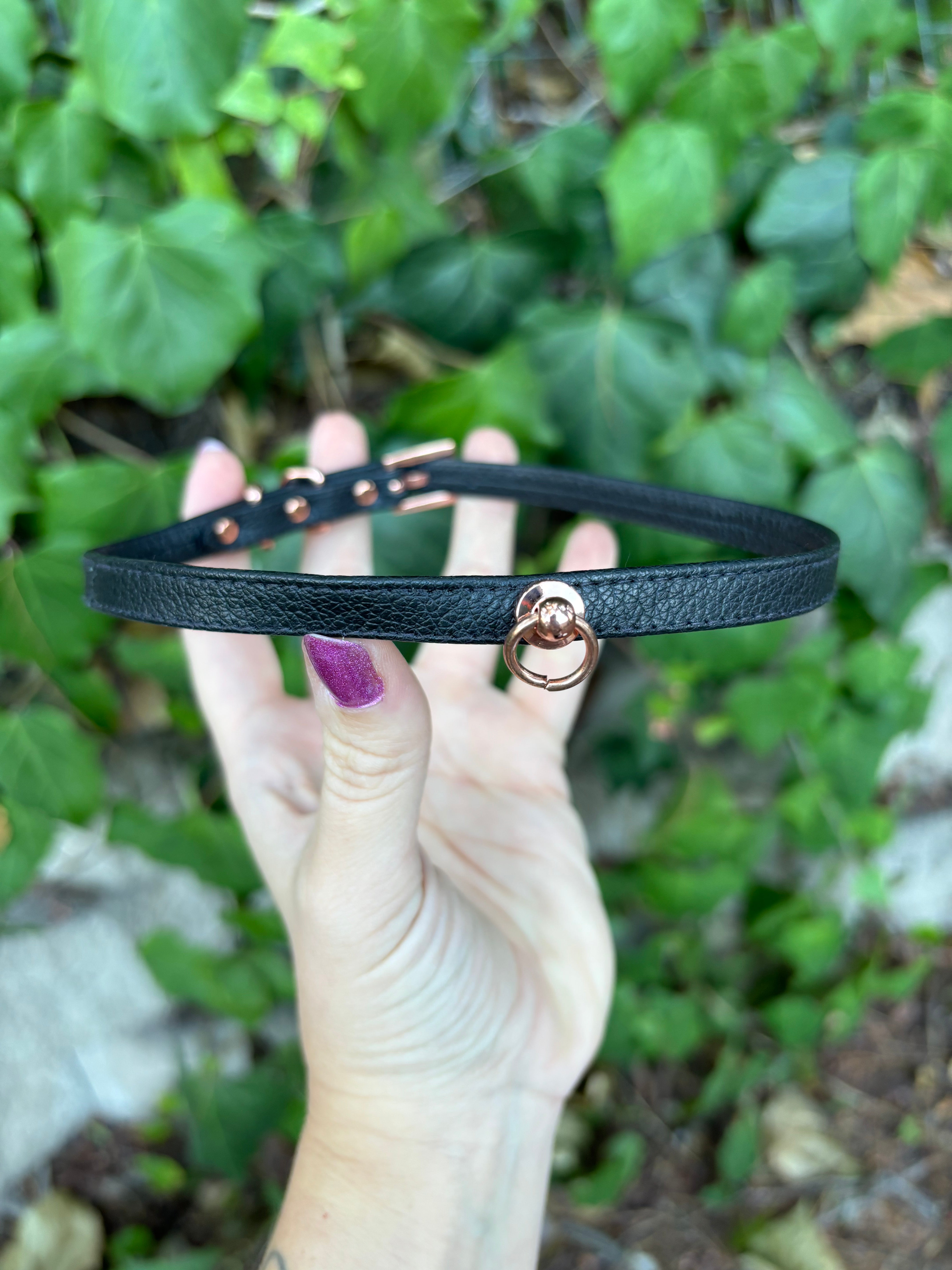 Sample Sale - Black and Rose Gold Mini Collar - 15”-17.5” Collar Restrained Grace