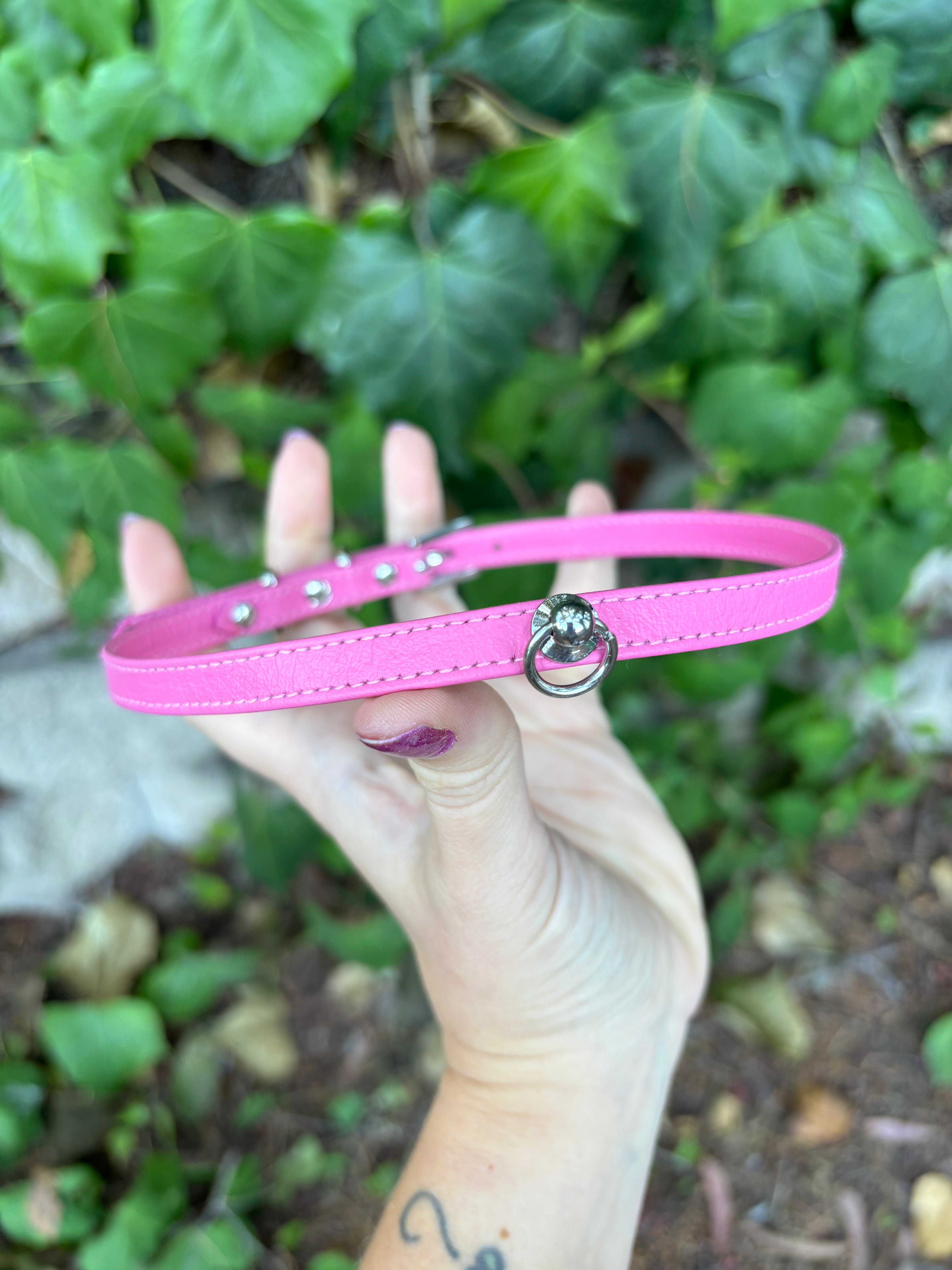 Sample Sale - Flamingo and Silver Mini Collar - 15”-18” Collar Restrained Grace