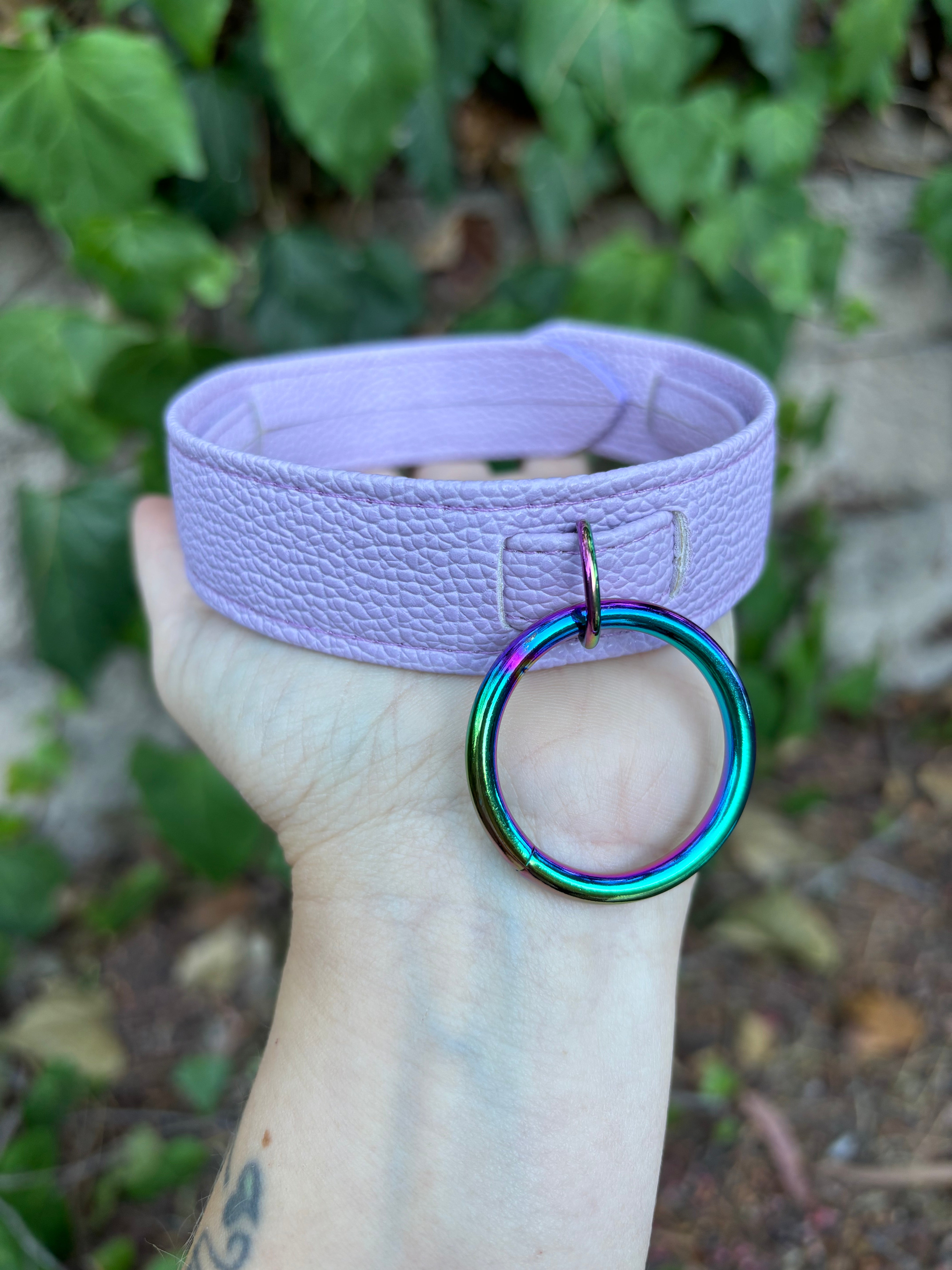 Sample Sale - Vegan Lavender and Rainbow Deluxe Collar - 13”-15” Collar Restrained Grace